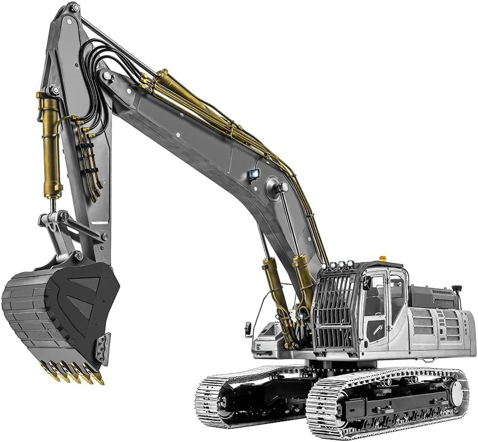مدل بیل مکانیکی هیدرولیک خزنده رادیویی LESU در مقیاس 1/14 برای مدل ساختمانی بیل مکانیکی کنترل از راه دور SK500LC (مونتاژ نشده - رنگ نشده - زنجیر فلزی)
