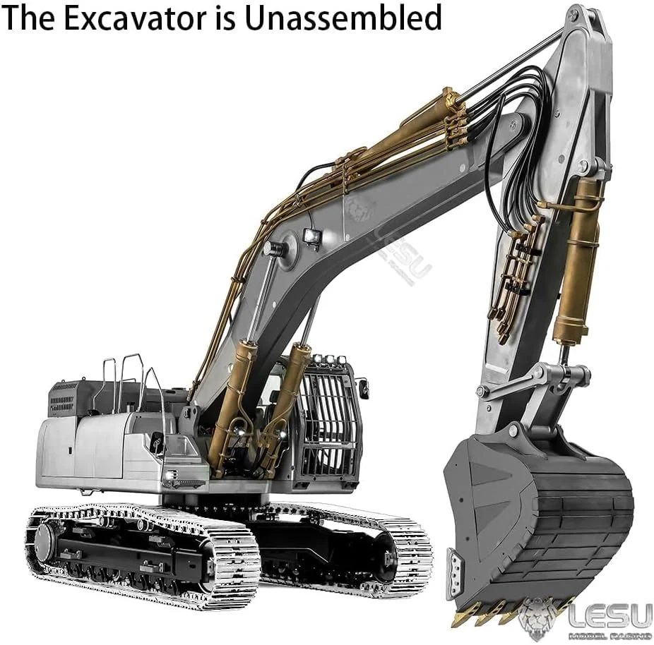 مدل بیل مکانیکی هیدرولیک خزنده رادیویی LESU در مقیاس 1/14 برای مدل ساختمانی بیل مکانیکی کنترل از راه دور SK500LC (مونتاژ نشده - رنگ نشده - زنجیر فلزی)