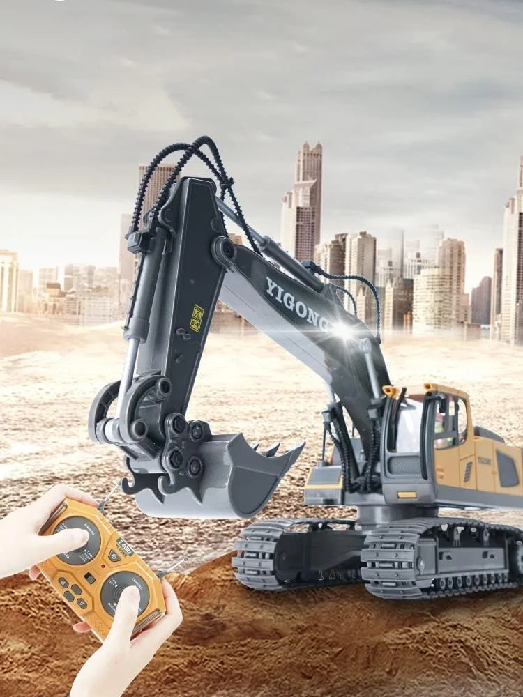 اسباب بازی بیل مکانیکی کنترلی RABRA، بیل مکانیکی ساختمانی شارژی، ماشین های مهندسی با اسباب بازی فلزی برای پسران 8 تا 12 سال، بهترین ایده های هدیه برای پسران 3 تا 10+ سال