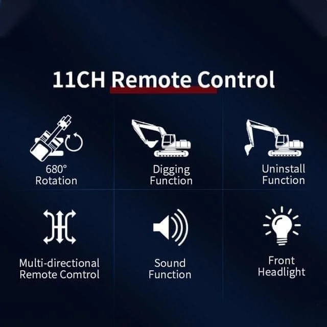 اسباب بازی بیل مکانیکی کنترلی برای پسران 6 تا 12 ساله، بهترین هدیه تولد برای کودکان 6، 7، 8، 9، 10، 11+ ساله، اسباب بازی های ساختمانی RC با بیل فلزی، چراغ ها، صداها 2.4 گیگاهرتز، چند رنگ