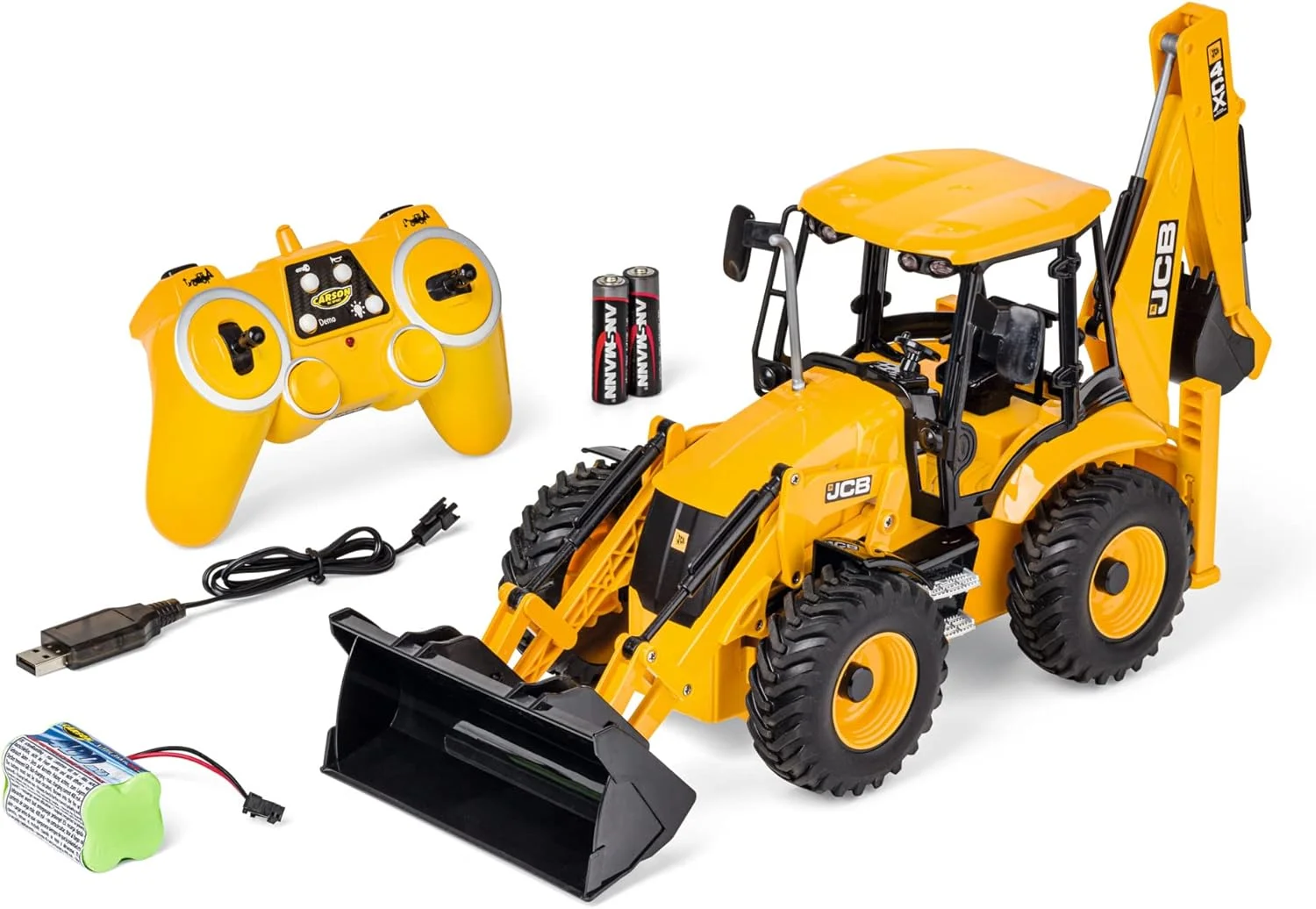 لودر بیل مکانیکی کارسون 500907668 مقیاس 1:20 JCB 2.4G 100% RTR - وسیله نقلیه ساختمانی کنترل از راه دور برای کودکان بالای 8 سال، بیل مکانیکی RC با عملکردهای مختلف، شامل باتری و کنترل از راه دور، زرد لودر بیل مکانیکی کارسون 500907668 مقیاس 1:20 JCB 2.4G 100% RTR - وسیله نقلیه ساختمانی کنترل از راه دور برای کودکان بالای 8 سال، بیل مکانیکی RC با عملکردهای مختلف، شامل باتری و کنترل از راه دور، زرد