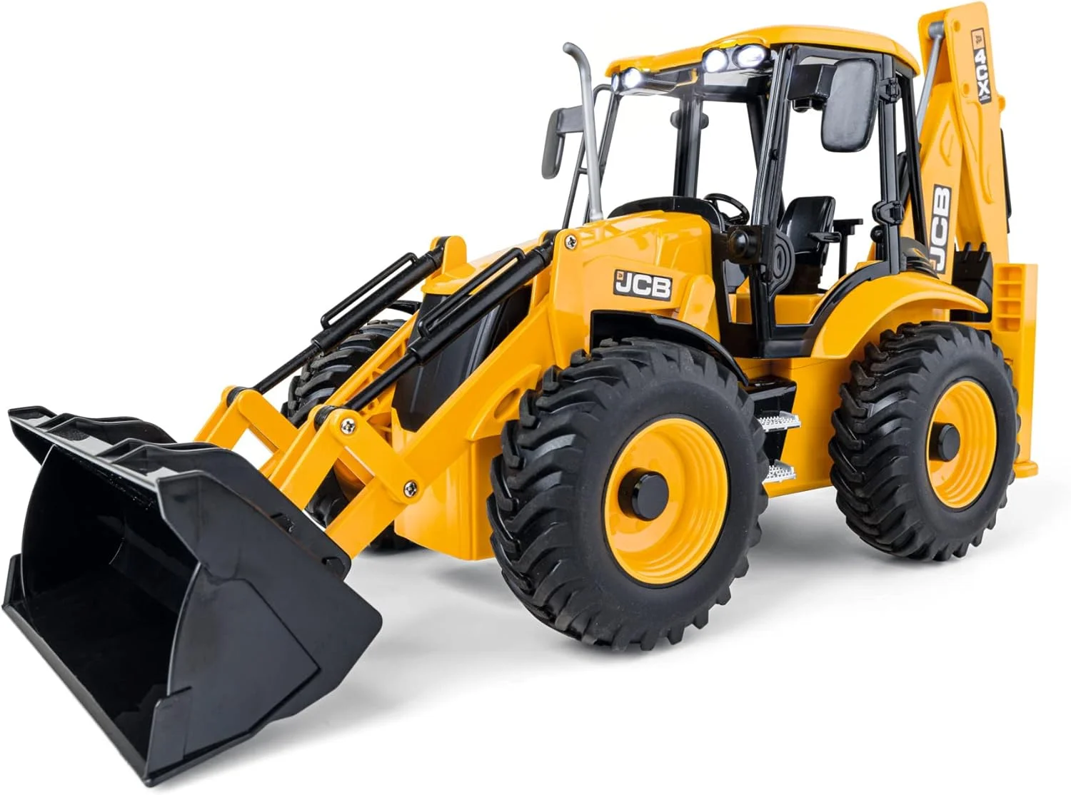 لودر بیل مکانیکی کارسون 500907668 مقیاس 1:20 JCB 2.4G 100% RTR - وسیله نقلیه ساختمانی کنترل از راه دور برای کودکان بالای 8 سال، بیل مکانیکی RC با عملکردهای مختلف، شامل باتری و کنترل از راه دور، زرد
