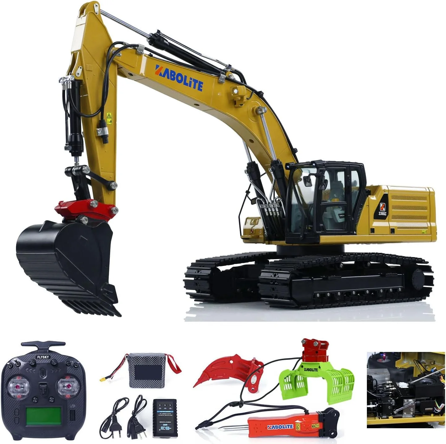 بیل مکانیکی هیدرولیک آرسی 1/18 Kabolite K961 100S PRO RTR رادیو ST8 باتری 2S چنگک برقی چکش تخریب مدل حرفه ای