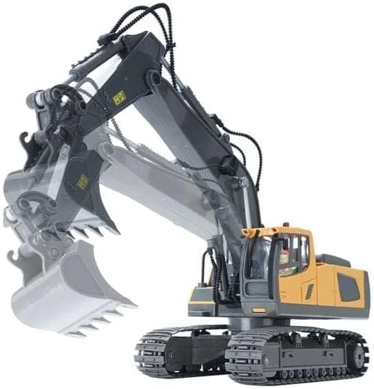 اسباب بازی بیل مکانیکی کنترلی برای پسران 6 تا 12 ساله، بهترین هدیه تولد برای کودکان 7، 8، 9، 10 و 11 ساله، اسباب بازی های ساختمانی RC با بیل فلزی، چراغ ها، صداها 2.4 گیگاهرتز - چند رنگ