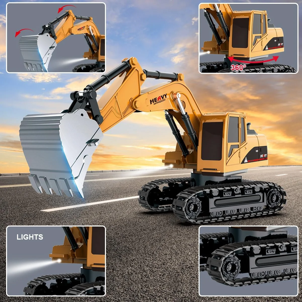 ست اسباب بازی بیل مکانیکی و کامیون کمپرسی کنترل از راه دور