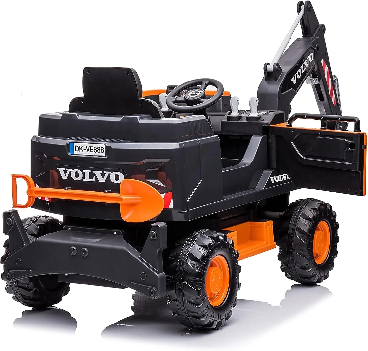 بیل مکانیکی ولوو سواری کودکانه دوست داشتنی، مدل LB 777EL، باتری خور، نشیمن و رانندگی، ماشین مینی بیل مکانیکی تک نفره، ماشین ساختمانی، بیل جلو، کنترل از راه دور، موزیک، چراغ ها، مناسب سنین 2 تا 5 سال