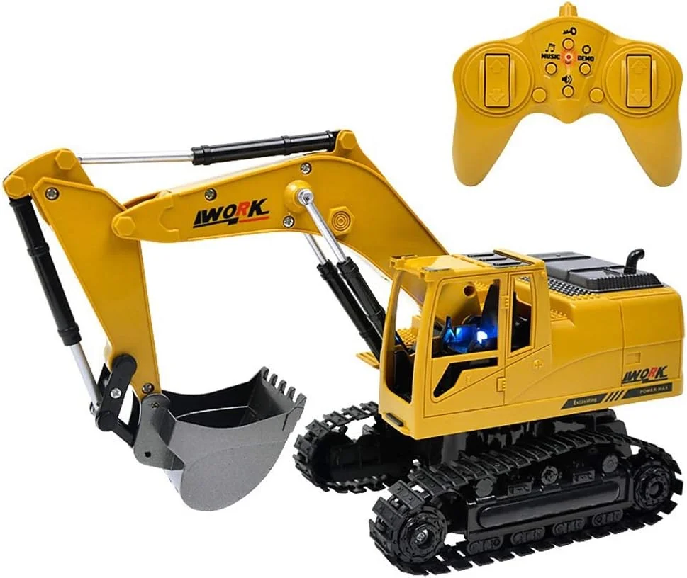 بیل مکانیکی آلیاژی 1:24 با 8 کانال و کنترل از راه دور 2.4G، اسباب بازی بیل مکانیکی کنترل از راه دور بی سیم برای هدیه تولد کودک در فضای باز