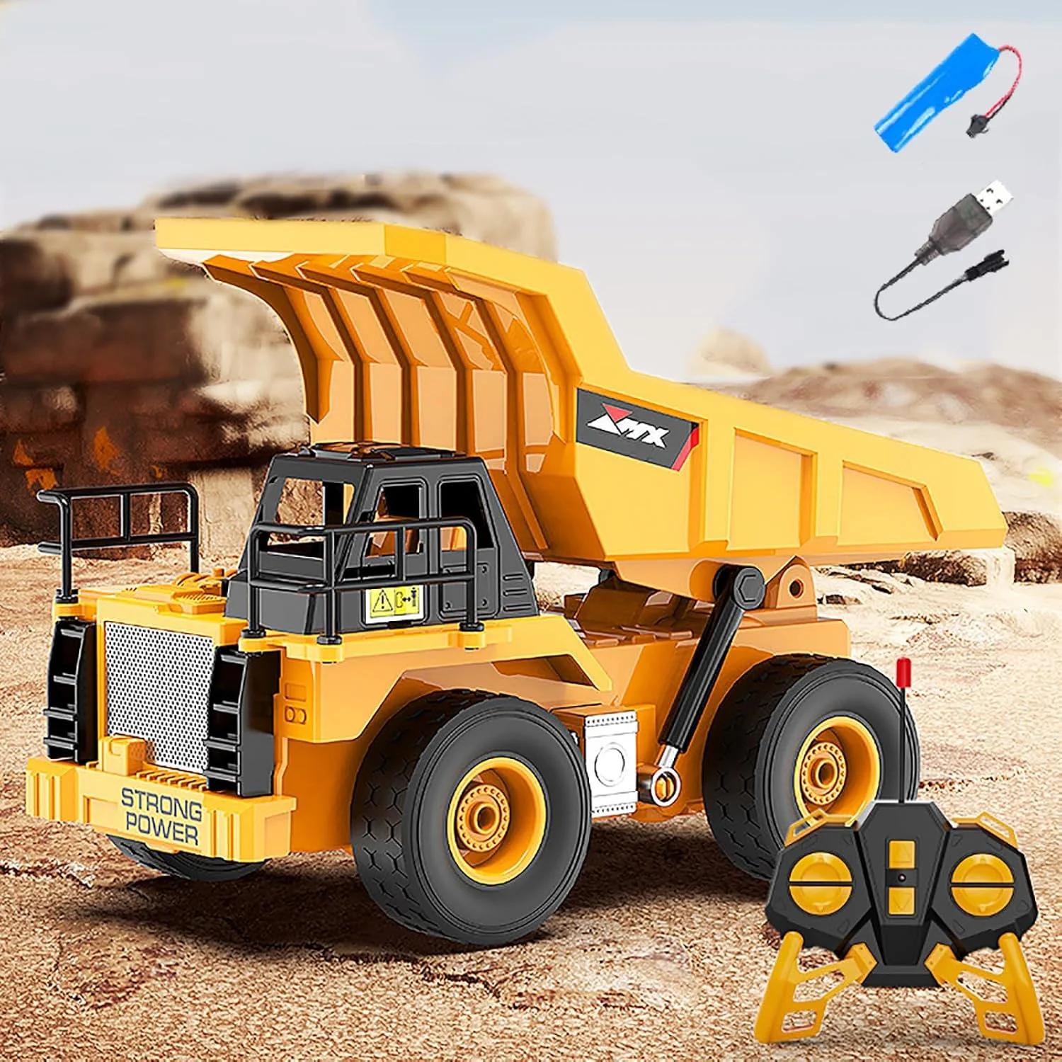 اسباب بازی بیل مکانیکی کنترلی با چرخش 360 درجه، بیل مکانیکی کنترل از راه دور، مجموعه ماشین آلات ساختمانی کنترلی، مجموعه بیل مکانیکی و کامیون کمپرسی کنترلی، بیل مکانیکی ساحلی کنترلی و کامیون کمپرسی کنترلی برای بزرگسالان (B)