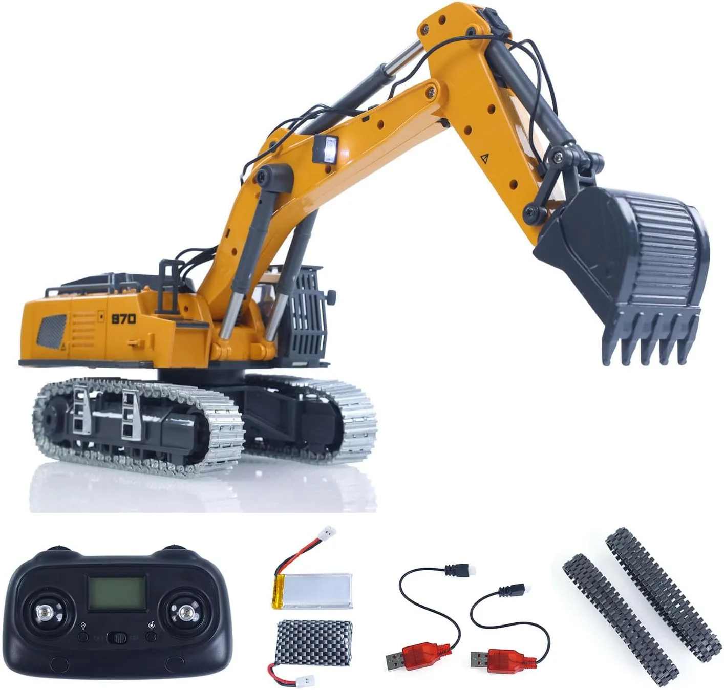 مدل بیل مکانیکی فلزی آرسی K970، ماشین مهندسی کنترلی از راه دور، بالابر برقی، باکت، زنجیر، چراغ، صدا، باتری RTR مناسب بزرگسالان مدل بیل مکانیکی فلزی آرسی K970، ماشین مهندسی کنترلی از راه دور، بالابر برقی، باکت، زنجیر، چراغ، صدا، باتری RTR مناسب بزرگسالان