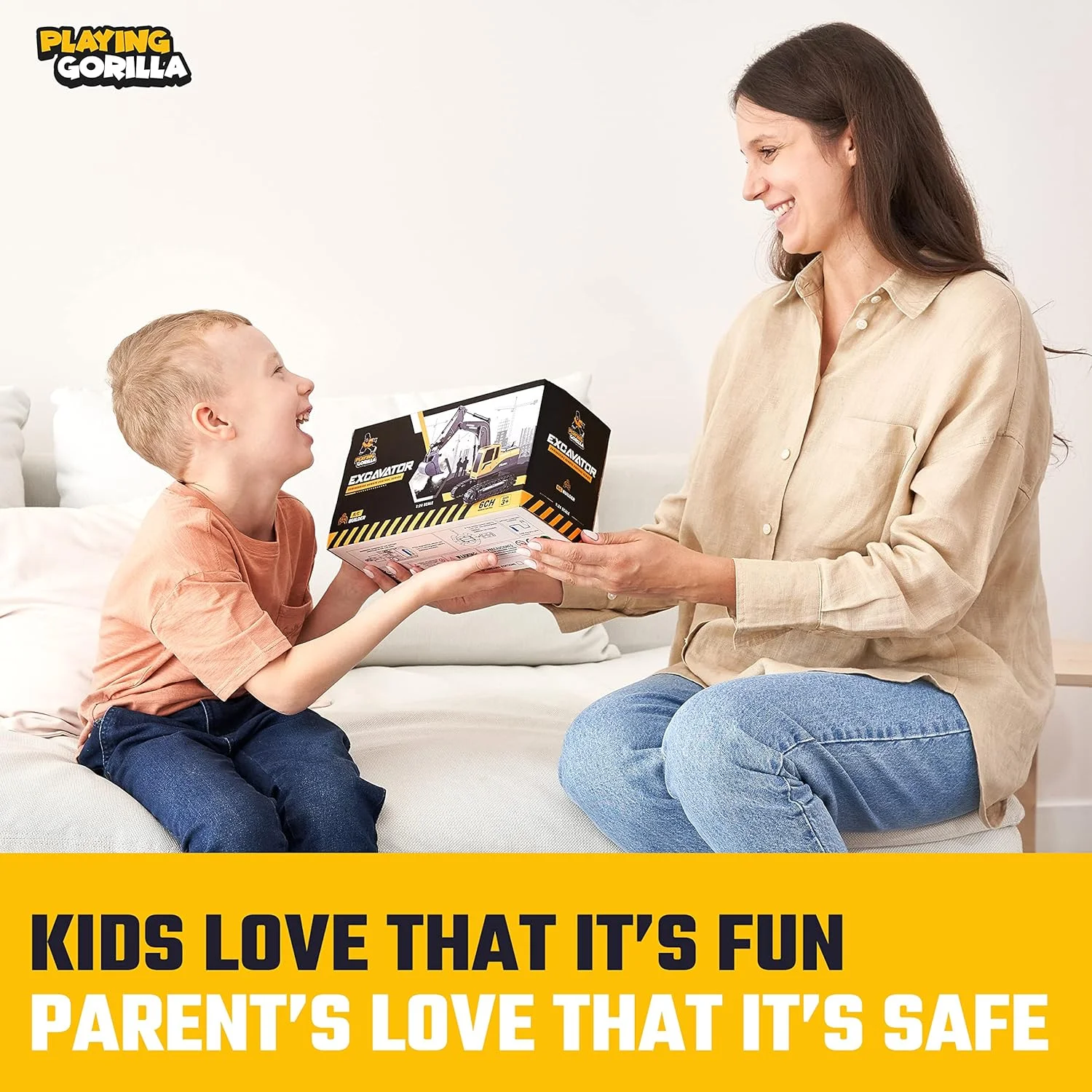 اسباب بازی بیل مکانیکی کنترلی، اسباب بازی ساخت و ساز واقعی برای پسران به همراه باتری های قابل شارژ اضافی - مقیاس 1:24