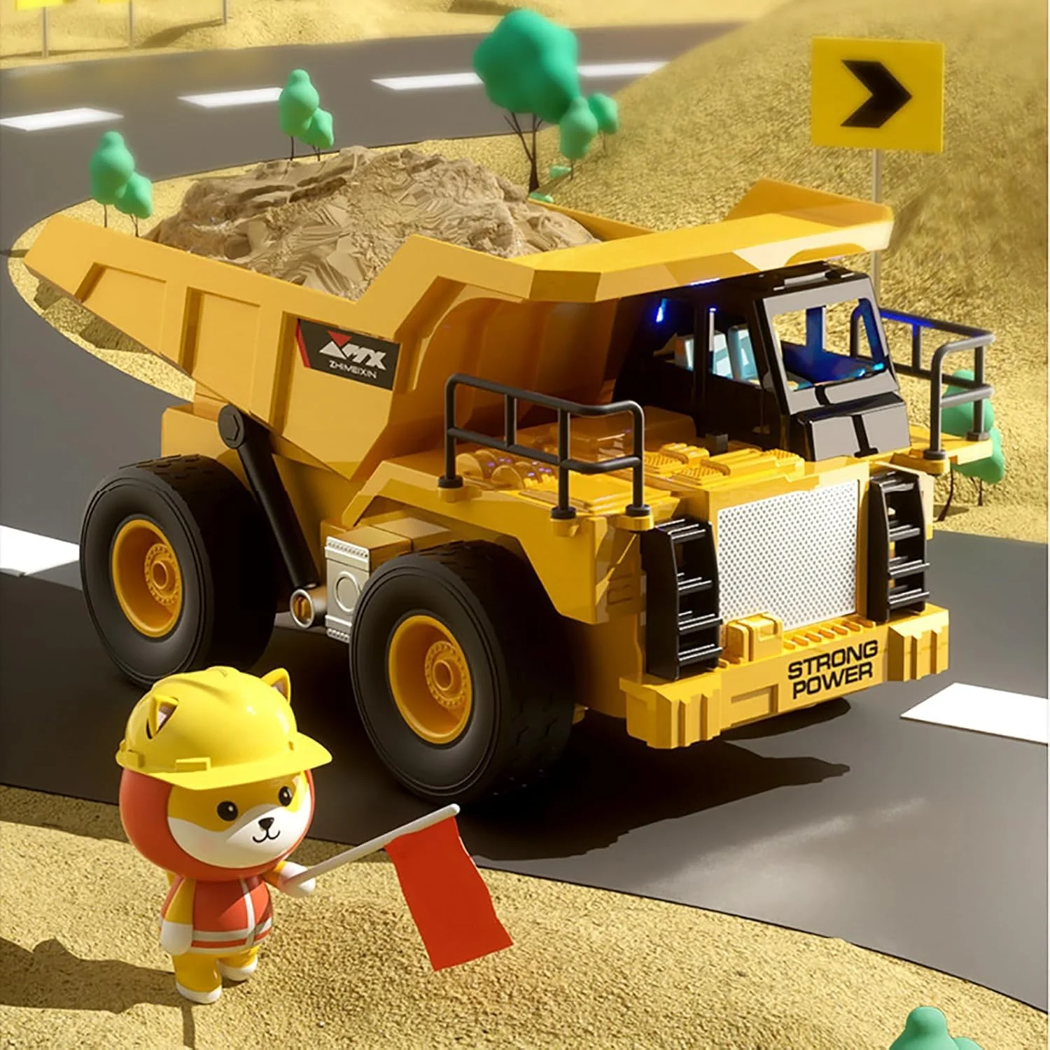 اسباب بازی بیل مکانیکی کنترلی با چرخش 360 درجه، بیل مکانیکی ساحلی و کامیون کمپرسی کنترلی، بیل مکانیکی کنترلی برای بزرگسالان، ست بیل مکانیکی و کامیون کمپرسی کنترلی (A)