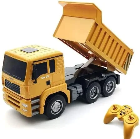 ماشین کنترلی راهسازی MJAS، کامیون کمپرسی، بیل مکانیکی، اسباب بازی 6 کاناله 2.4 گیگاهرتزی با صدا و نور برای کودکان. بهترین هدیه برای بچه ها