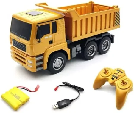 ماشین کنترلی راهسازی MJAS، کامیون کمپرسی، بیل مکانیکی، اسباب بازی 6 کاناله 2.4 گیگاهرتزی با صدا و نور برای کودکان. بهترین هدیه برای بچه ها