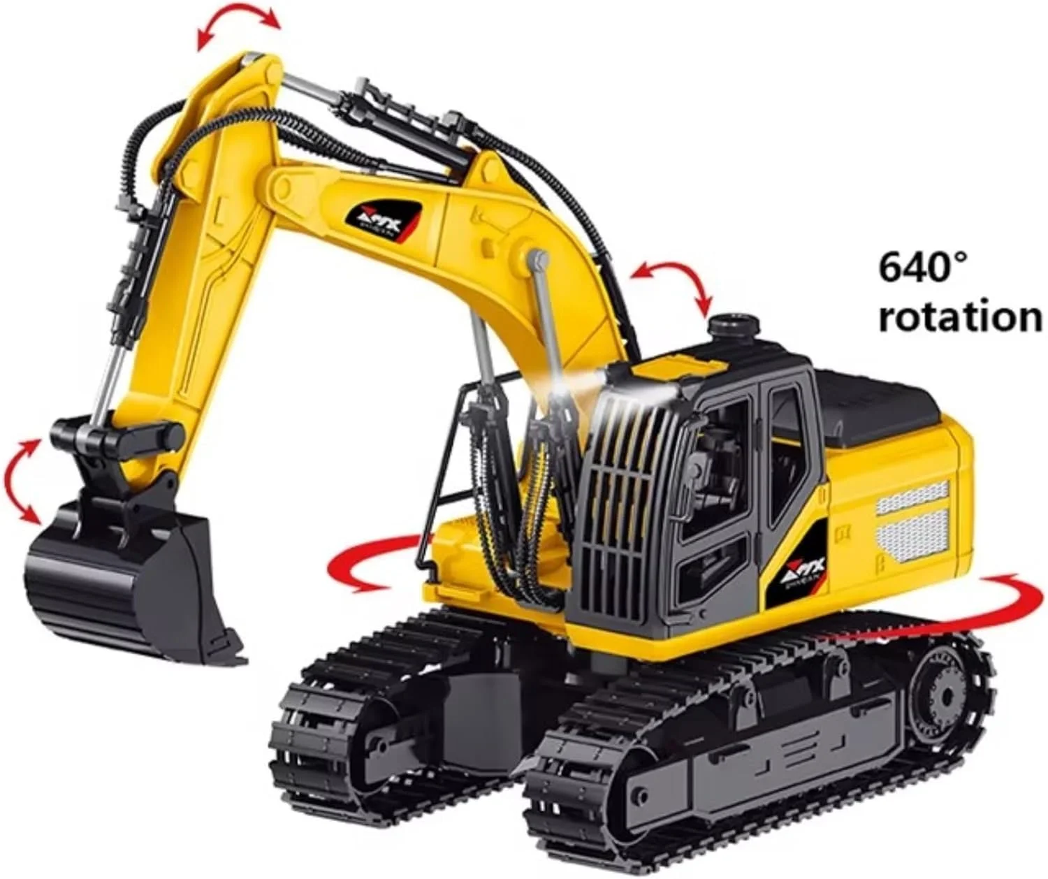 اسباب بازی بیل مکانیکی کنترلی برای پسران، کامیون ساختمانی کنترلی با بیل فلزی و چراغ، اسباب بازی بیل مکانیکی 11 کاناله برای پسران 3-5 4-7 8-12 ساله، هدیه تولد کریسمس کودکان