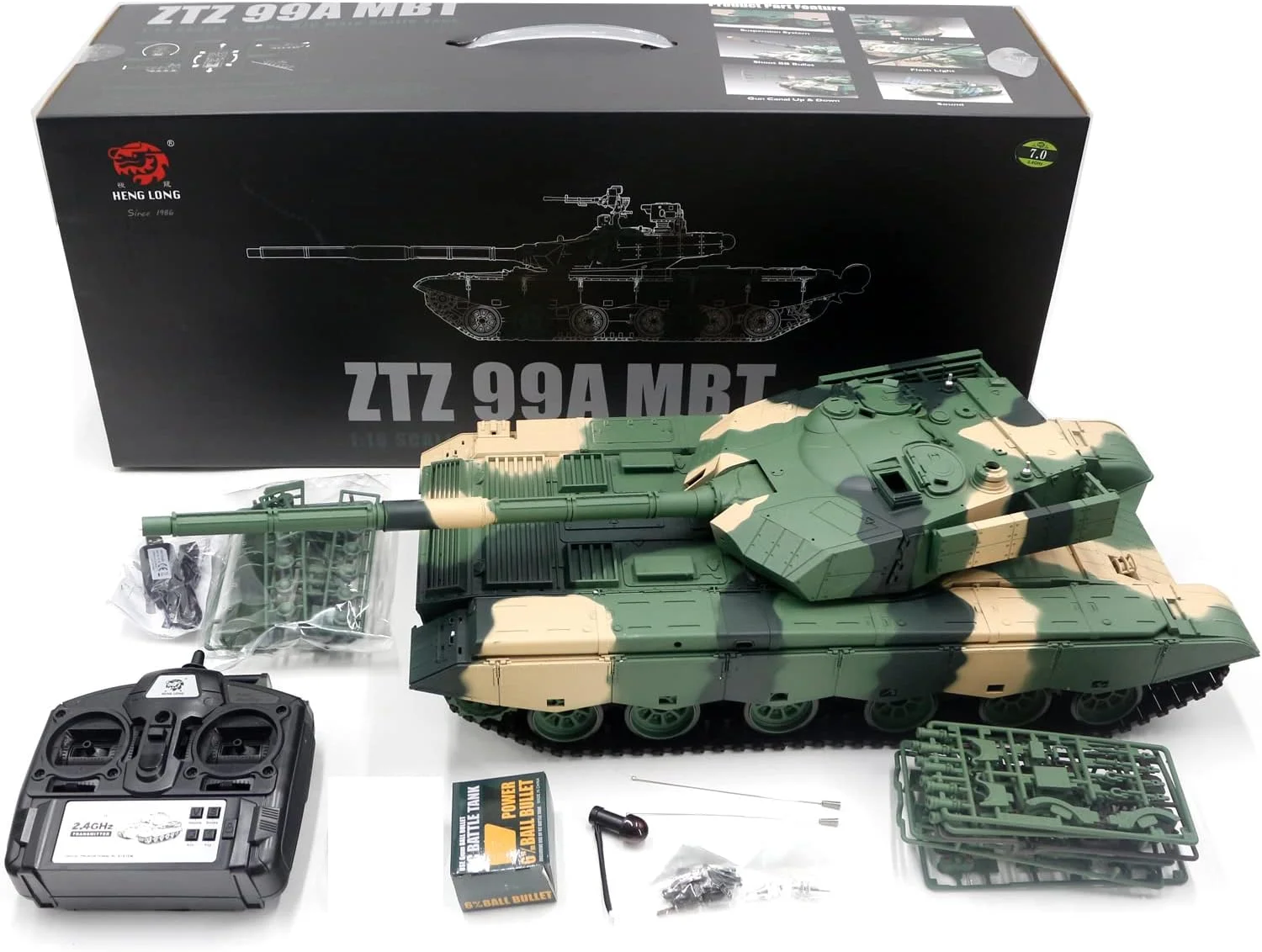 تانک کنترلی بزرگ مدل 3899 A-1 با تیراندازی BB و کنترل از راه دور (نسخه پایه)