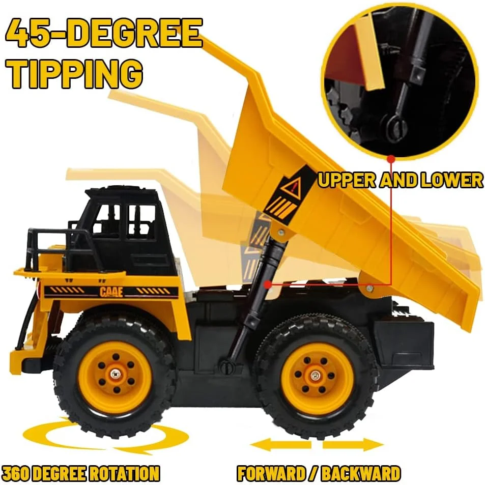 کامیون کمپرسی کنترلی، تراکتور کنترلی کاملاً کاربردی، اسباب بازی بیل مکانیکی 6 کاناله با نور و صدا، کامیون کمپرسی ساختمانی برای پسران و دختران کامیون کمپرسی کنترلی، تراکتور کنترلی کاملاً کاربردی، اسباب بازی بیل مکانیکی 6 کاناله با نور و صدا، کامیون کمپرسی ساختمانی برای پسران و دختران