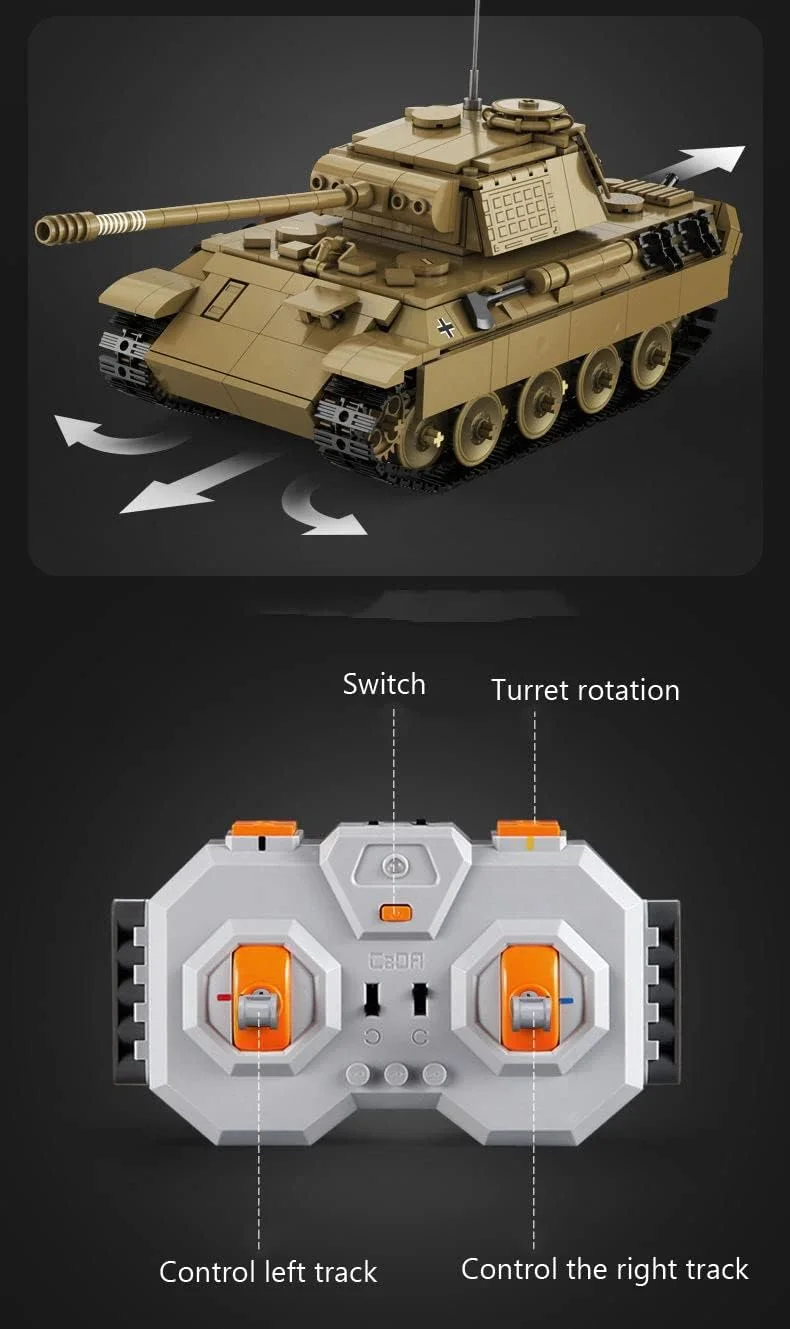 مدل تانک SOWOFA، مدل مونتاژ تانک پلنگ مقیاس 1:35، اسباب بازی تانک کنترل از راه دور، بلوک ساختنی مونتاژی، هدیه برای علاقه مندان، مدل مناسب برای سن 14 سال به بالا (907 قطعه)