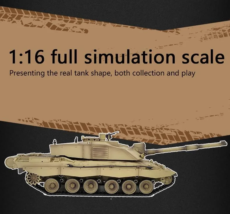 تانک کنترلی بسیار بزرگ 62 سانتی متری چلنجر 2، نسخه جدید 7.0، شلیک مادون قرمز، شلیک واقعی، کنترل از راه دور در مقیاس کامل، مدل خودروی ردیابی شده تمام زمینی