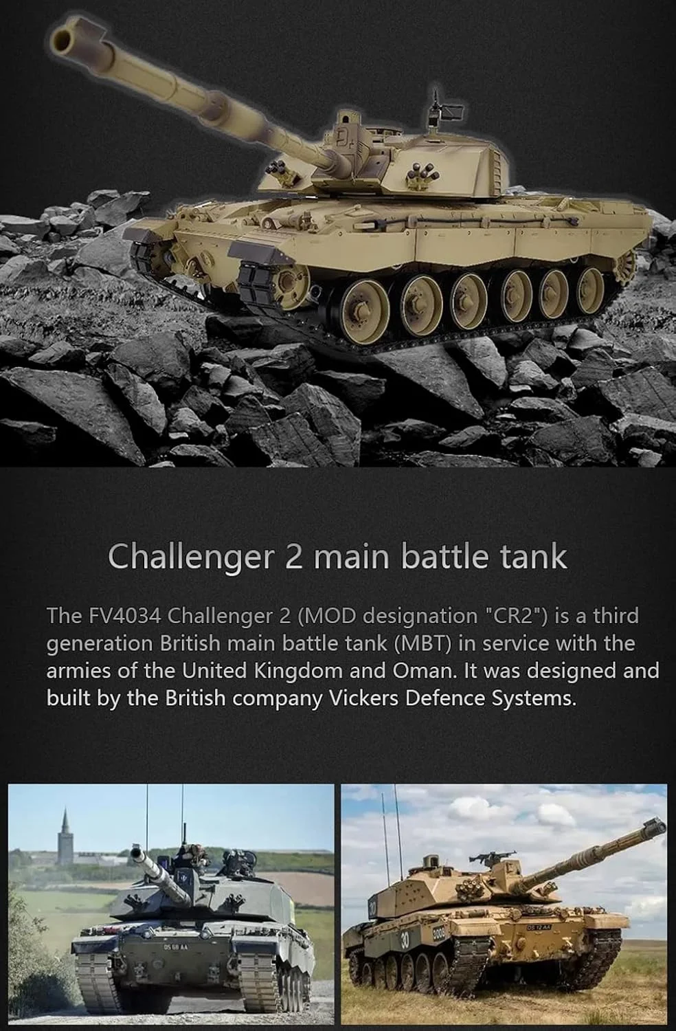 تانک کنترلی بسیار بزرگ 62 سانتی متری چلنجر 2، نسخه جدید 7.0، شلیک مادون قرمز، شلیک واقعی، کنترل از راه دور در مقیاس کامل، مدل خودروی ردیابی شده تمام زمینی