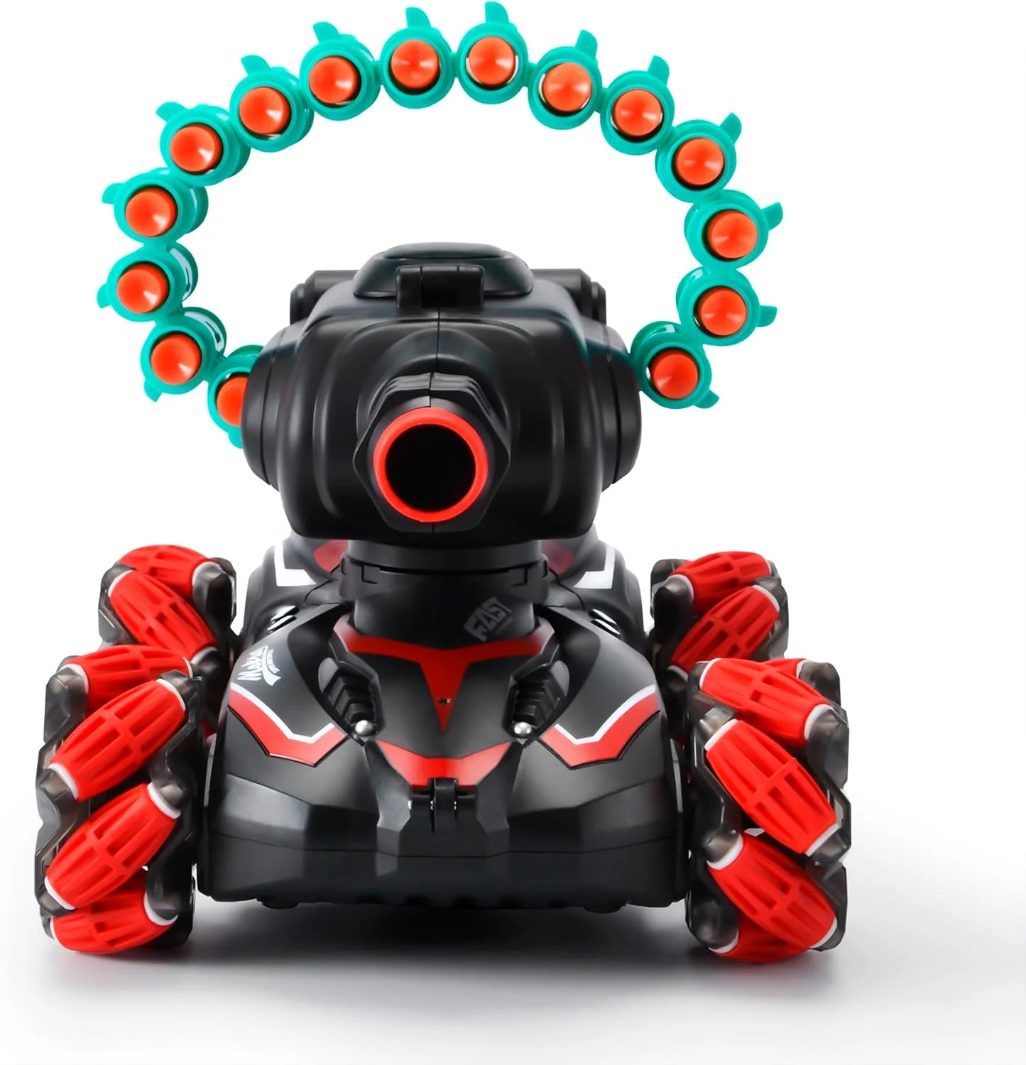 ماشین کنترلی تیر پرتاب کن بوکسیور، مناسب برای نرف، تانک کنترلی تیرانداز، تانک جنگی با قابلیت پرتاب دارت فومی - انجام حرکات نمایشی، 16 دارت فومی - هدیه تولد برای کودکان 7، 8، 9، 10 و 11 ساله (قرمز)