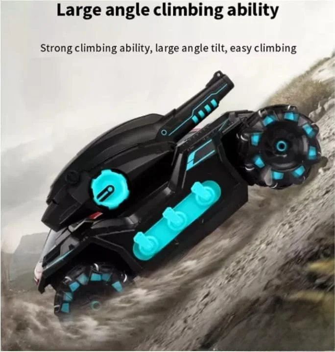 ماشین تانک کنترلی - وسیله نقلیه با چرخش 360 درجه، چرخ های دریفت جانبی، باتری قابل شارژ، چراغ های LED، اسباب بازی ماشین بادوام RC برای کودکان، هدیه پسرانه داخل و خارج از خانه