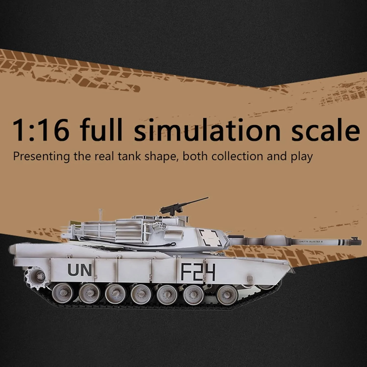 تانک کنترلی 1/16 2.4 گیگاهرتز، اسباب بازی تانک ارتشی برای پسران، وسایل نقلیه کنترلی با جلوه های صوتی دود، حرکت، بالا و پایین رفتن لوله تانک 30 درجه و چرخش برجک 320 درجه