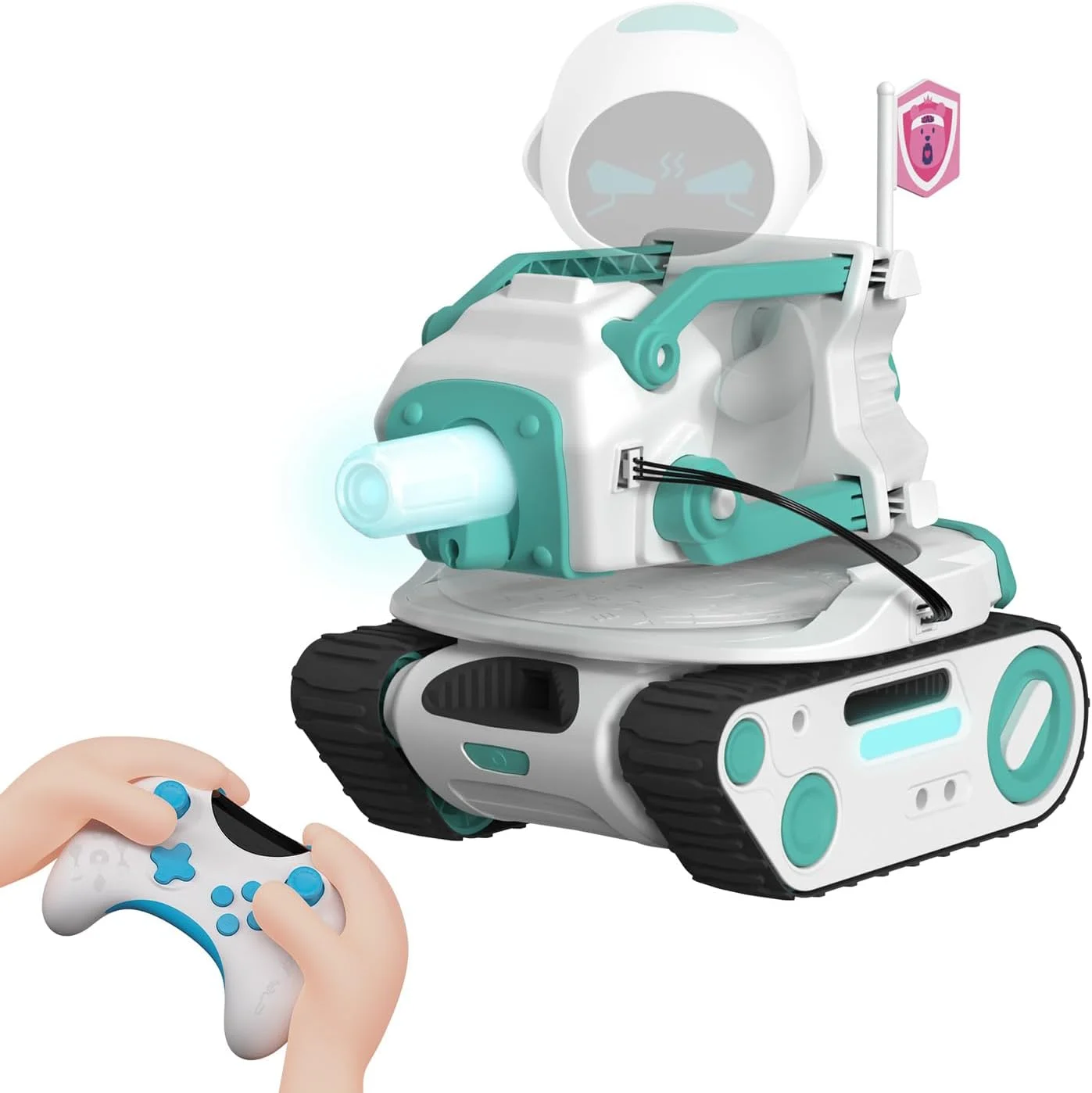 تانک جنگی کنترلی پانزر، ماشین خزنده با چراغ های ال ای دی و کنترل از راه دور 2.4 گیگاهرتز، حالت تک نفره و چند نفره، مناسب هدیه برای دختران و پسران. ربات ایلیک در این محصول موجود نیست.