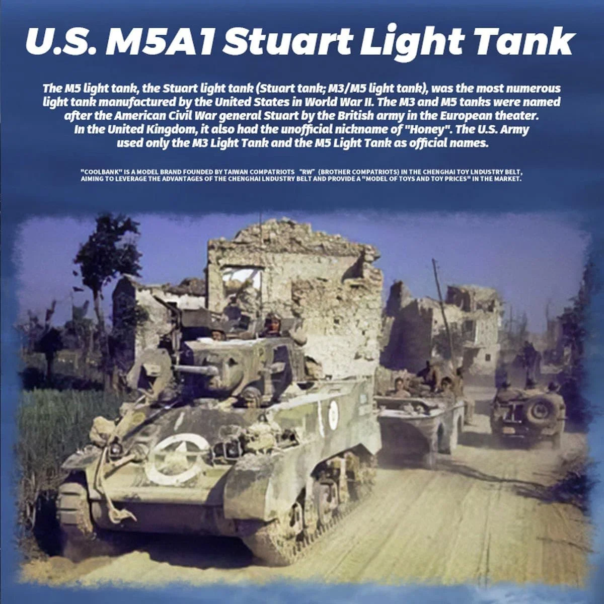 مدل تانک آرسی M5A1 استوارت ارتش آمریکا در مقیاس 1/16، تانک جنگی 2.4G با جلوه های صوتی و نوری و اگزوز تلسکوپی دودزا (تفنگداران دریایی/دو باتری)