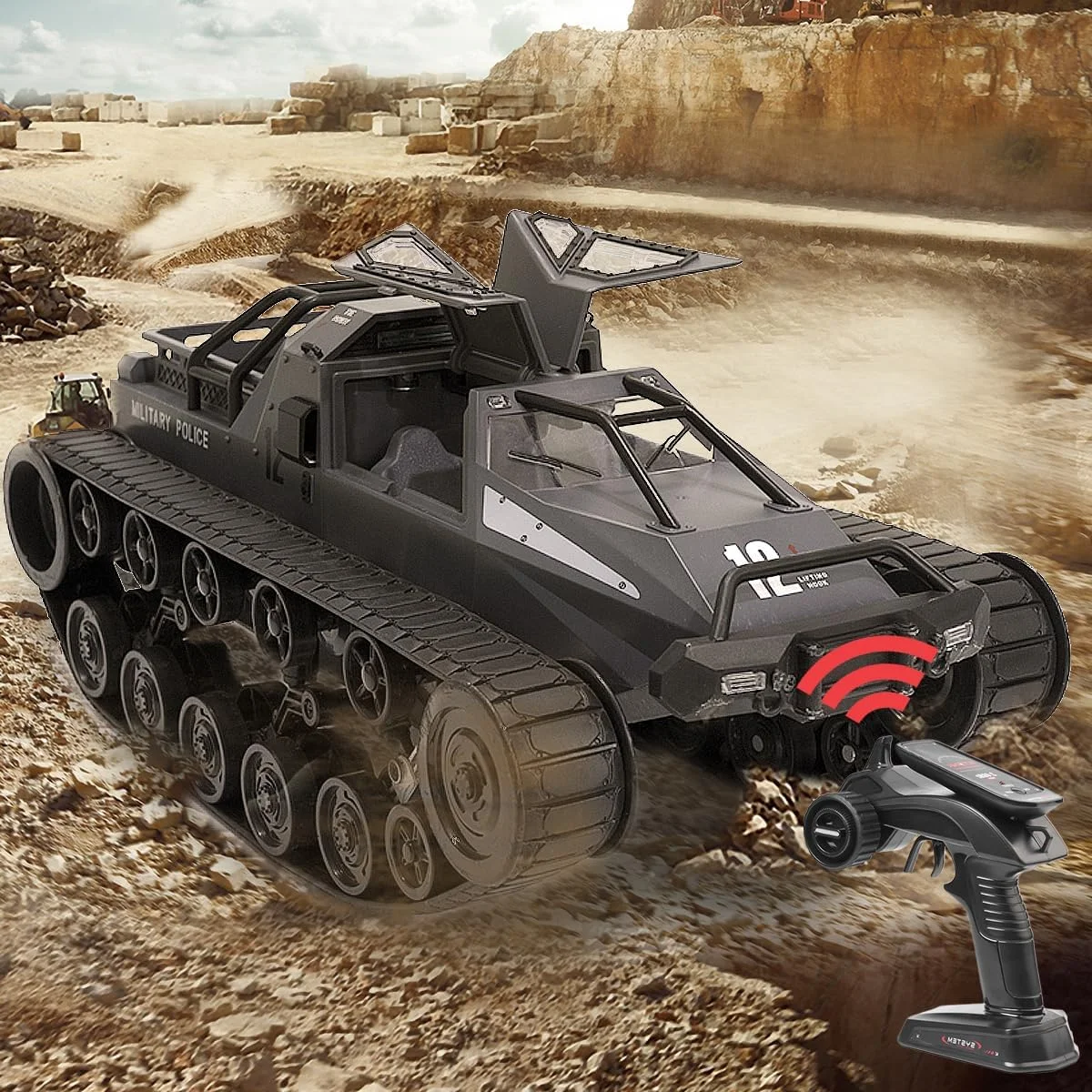 تانک کنترلی از راه دور Mostop، تانک آفرود 4WD RC با سرعت بالا، کامیون ارتشی 2.4 گیگاهرتز، تانک دریفت 1/12 برای کودکان و بزرگسالان - قرمز SG-1203