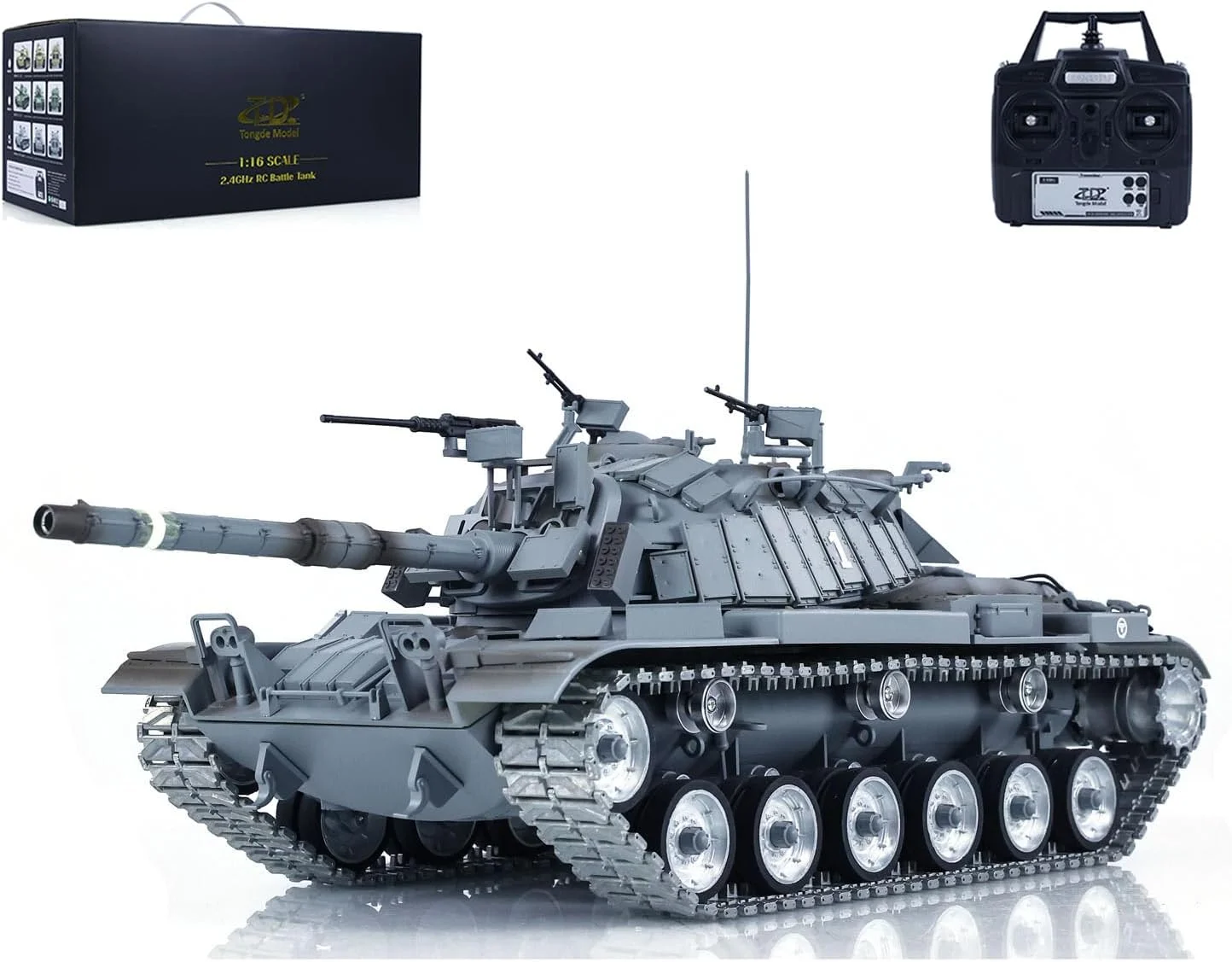 تانک کنترلی 1/16 مدل M60W با کنترل از راه دور، دارای سیستم نبرد مادون قرمز و تیراندازی BB، چرخ و زنجیر فلزی
