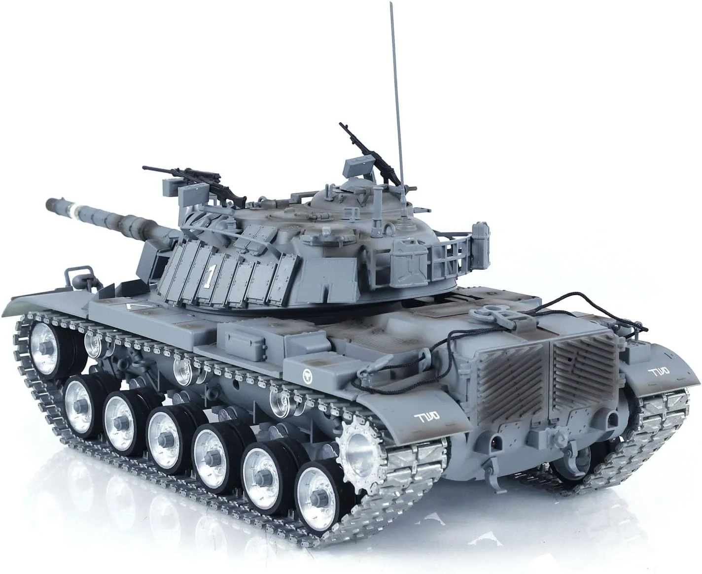 تانک کنترلی 1/16 مدل M60W با کنترل از راه دور، دارای سیستم نبرد مادون قرمز و تیراندازی BB، چرخ و زنجیر فلزی