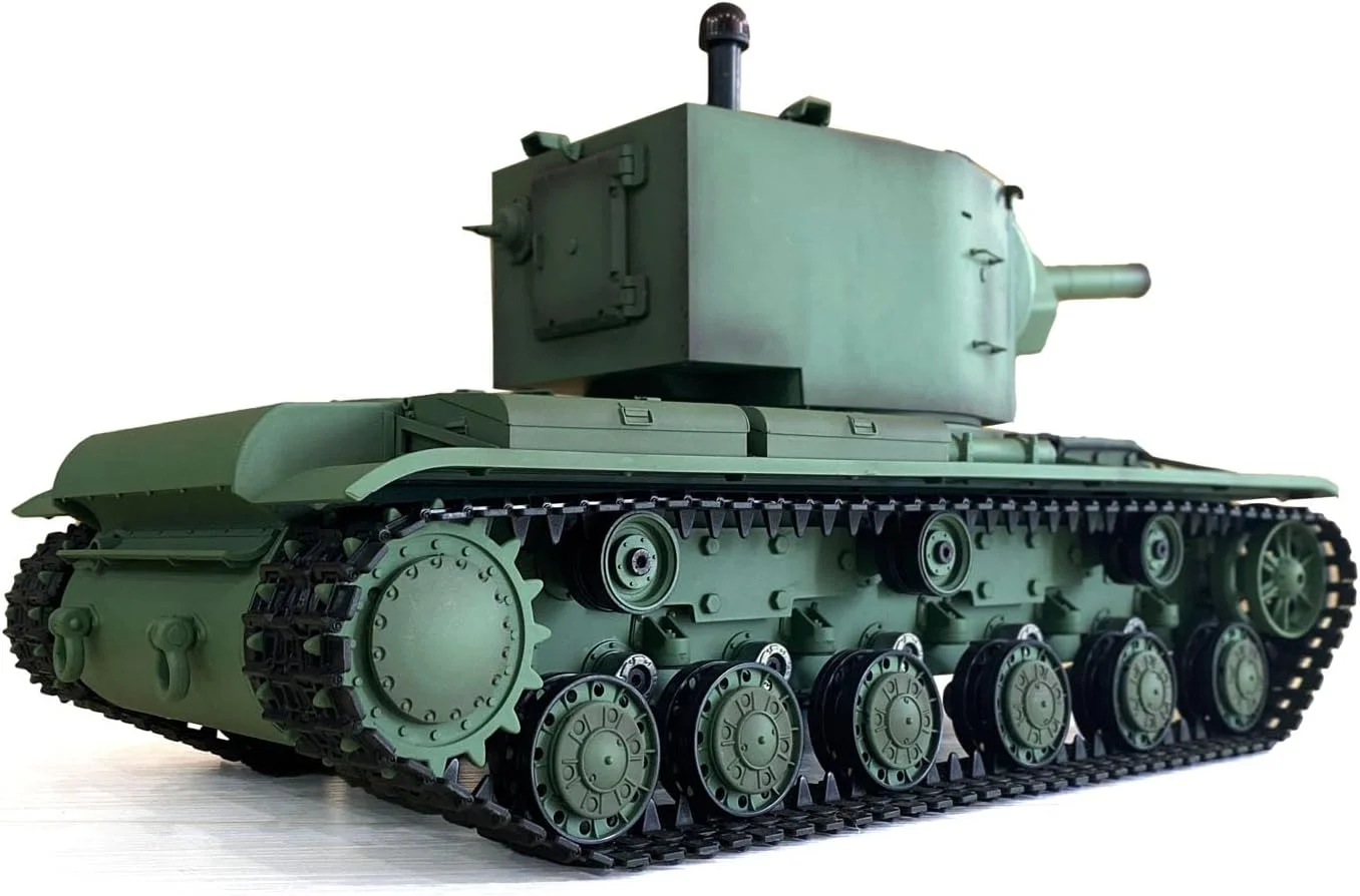 تانک کنترلی مدل شوروی Kv-2 RTR Gigant 3949 با مقیاس 1/16 و بدنه پلاستیکی، دارای لوله متحرک، سیستم نبرد مادون قرمز و برجک چرخان 340 درجه