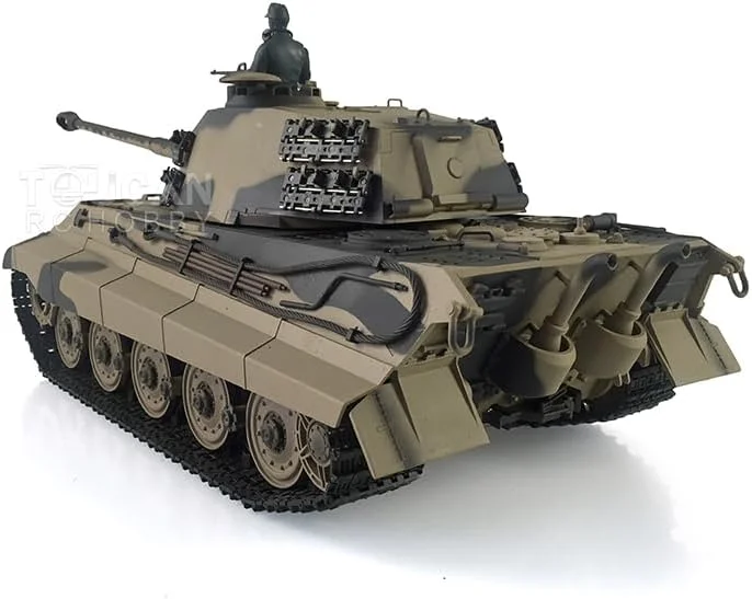 تانک آرسی هنلونگ King Tiger RTR مدل 3888A FPV مقیاس 1/16 با برجک 360 درجه، لگد لوله، سیستم نبرد مادون قرمز، ژنراتور دود، مدل حرفه ای