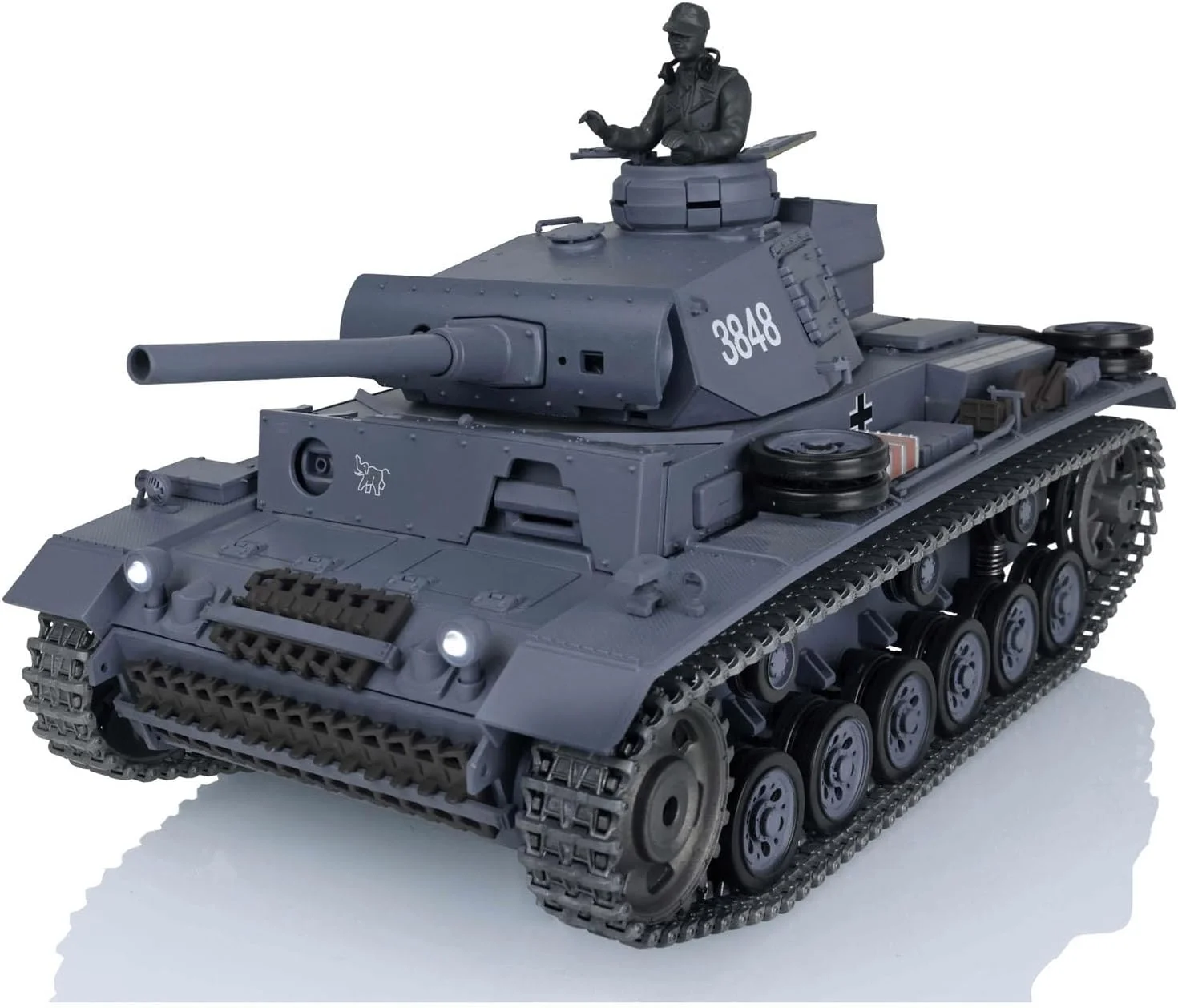 تانک آرسی Henglong در مقیاس 1/16 7.0 مدل Panzer Iii L RTR RC 3848 با برجک 360 درجه برای سرگرمی