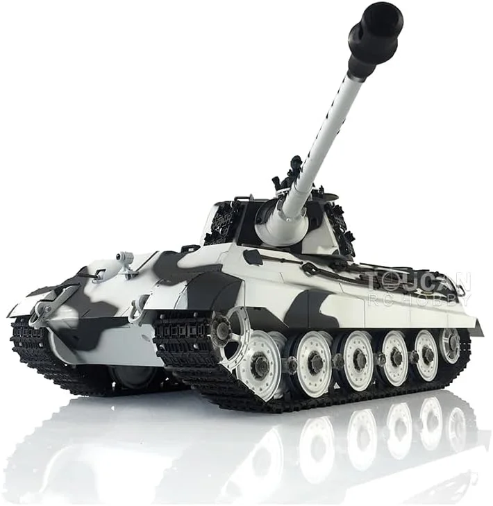 تانک آرسی Henglong 1/16 7.0 King Tiger RTR مدل 3888A FPV با برجک چرخان 360 درجه، نبرد مادون قرمز، لوله بالابر، نور و صدا