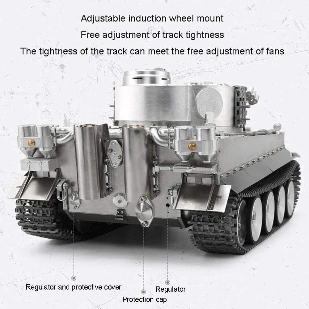 تانک کنترلی LOESY RC، مدل تانک فلزی سنگین تایگر آلمانی I در مقیاس 1/16 با کنترل از راه دور 2.4 گیگاهرتز، زنجیرهای تمام فلزی، صدا/حرکت آنالوگ و خروج دود مدل SE512