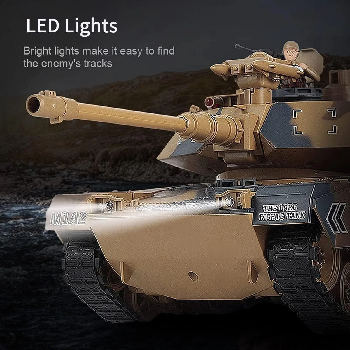 تانک آرسی ۱/۱۸ برای بزرگسالان، تانک جنگی کنترل از راه دور ۲.۴G با برجک چرخان، کنترلر دود و لرزش، مدل اسباب بازی وسایل نقلیه نظامی با نور و صدا که گلوله های ایرسافت شلیک می کند