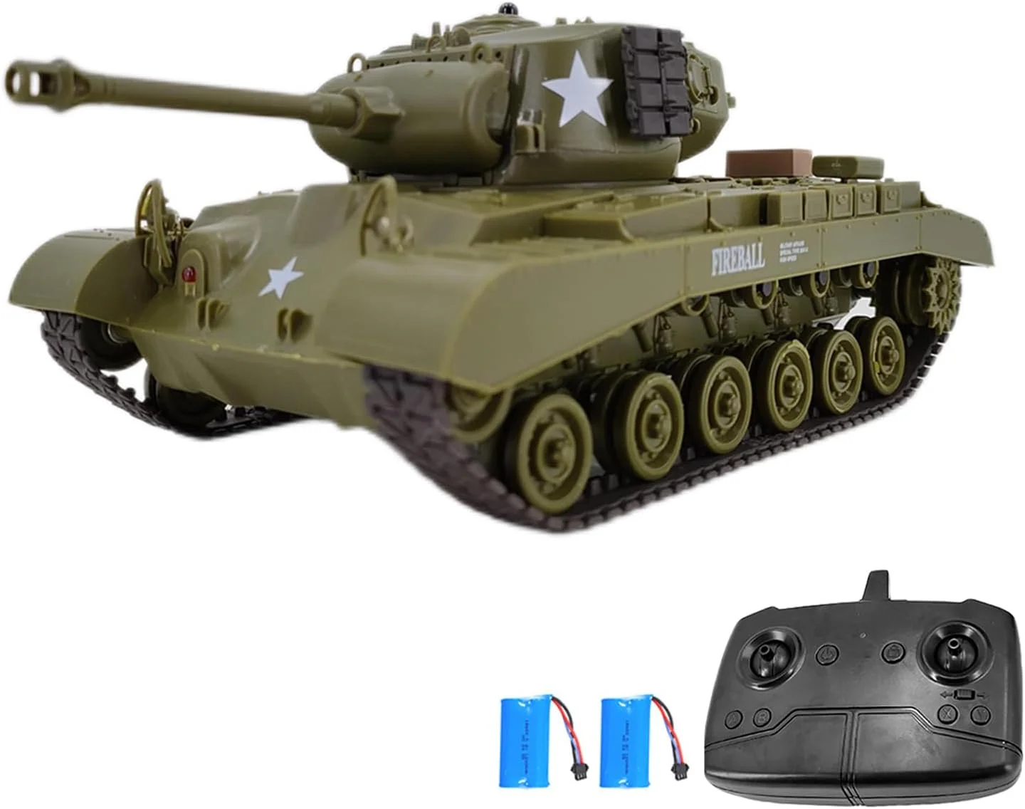 تانک کنترلی کامیون نظامی تانک کنترلی سیستم نبرد مادون قرمز تانک کنترل از راه دور 2.4 گیگاهرتزی با برجک چرخان 320 درجه صدا و نور شبیه سازی شده 2 باتری