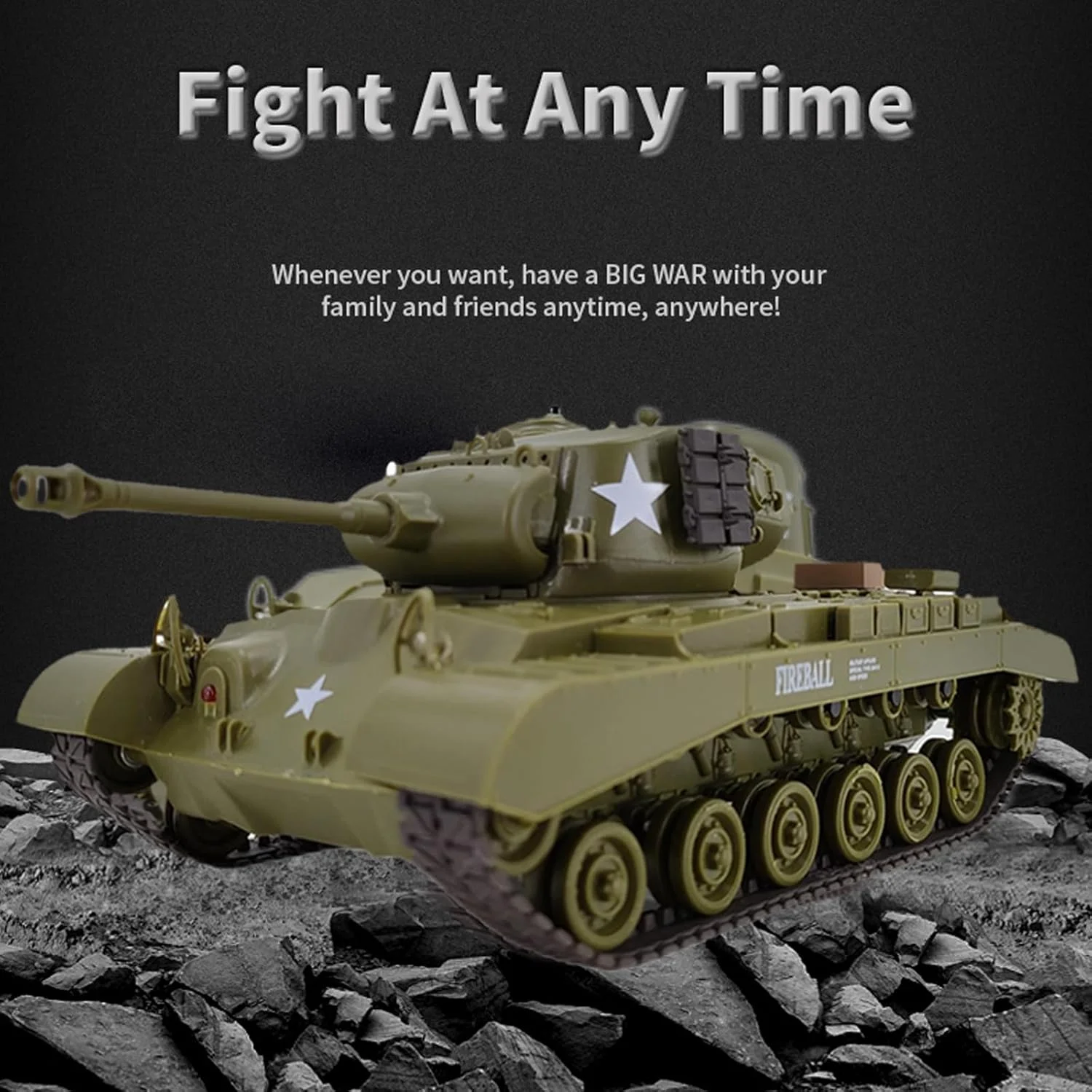 تانک کنترلی کامیون نظامی تانک کنترلی سیستم نبرد مادون قرمز تانک کنترل از راه دور 2.4 گیگاهرتزی با برجک چرخان 320 درجه صدا و نور شبیه سازی شده 2 باتری