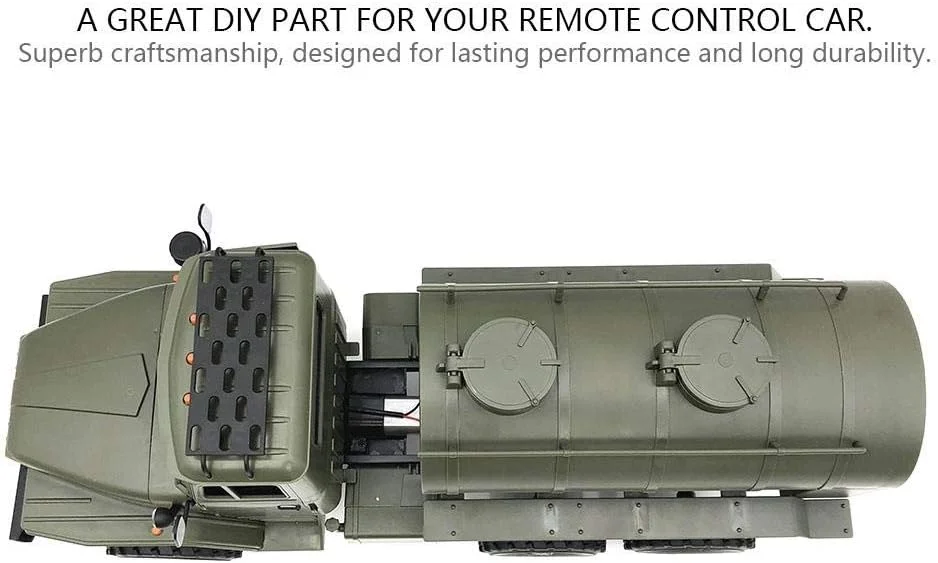 تریلر نظامی ماشین کنترلی، تریلر تانکر سوخت شبیه سازی شده، قطعات ماشین کنترلی تریلر تانک اسباب بازی، لوازم جانبی DIY سازگار با WPL B24 B16 B36