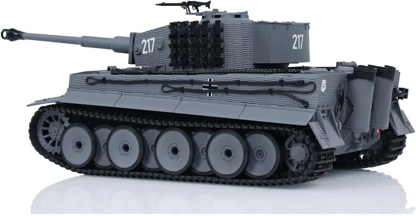 مدل مکانیکی تانک جنگی تایگر 1/24 RC، مدل تانک های نظامی RC، شاسی نبرد مادون قرمز میان دوره ای، پس زنی، فلاش LED، خاکستری