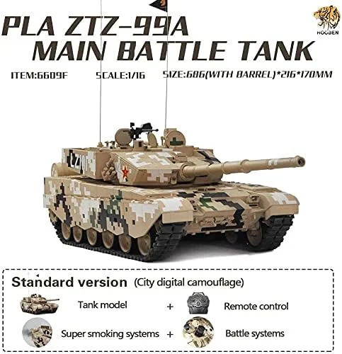 تانک آرسی جنگی اصلی نسل سوم ZTZ99A PLA، مقیاس 1/16، مدل RTR، محصول شرکت HOOBEN، شماره 6609