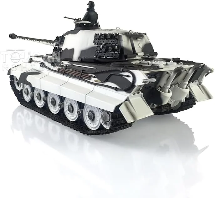 مدل مکانیکی تانک آرسی Henglong 1/16 7.0 King Tiger RTR RC مدل 3888A FPV با برجک چرخان 360 درجه، نبرد مادون قرمز، بالابر لوله، نور و صدا