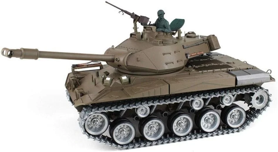 تانک کنترلی، مدل فلزی نهایی در مقیاس 1/16، اسباب بازی تانک با زنجیر فلزی، صدا/عملکرد شبیه سازی شده و دود، پرتاب گلوله، هدیه برای بزرگسالان و کودکان