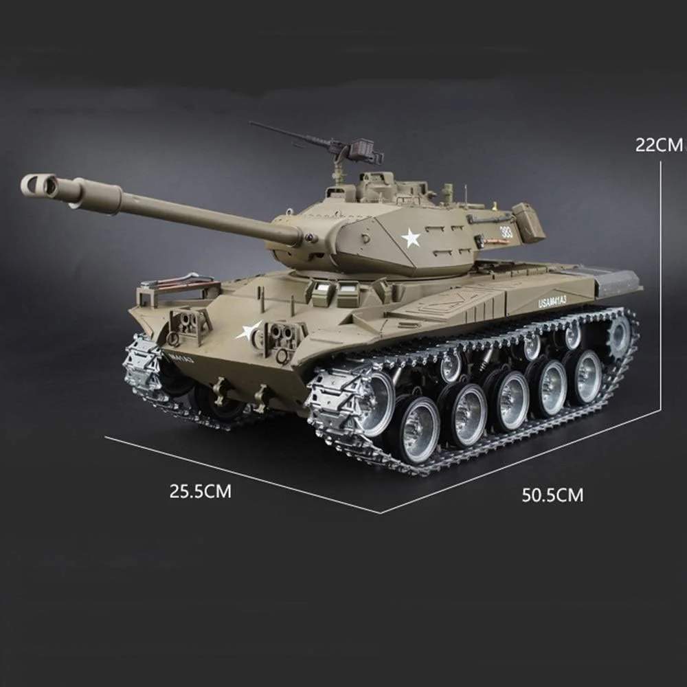 تانک کنترلی، مدل فلزی نهایی در مقیاس 1/16، اسباب بازی تانک با زنجیر فلزی، صدا/عملکرد شبیه سازی شده و دود، پرتاب گلوله، هدیه برای بزرگسالان و کودکان