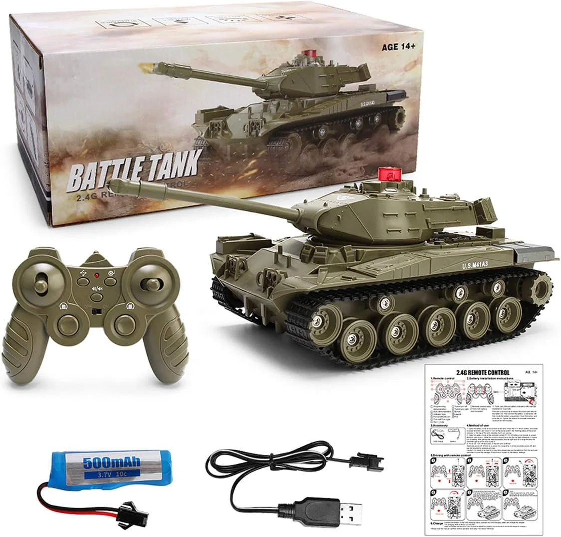 تانک کنترلی از راه دور با قابلیت پرتاب گلوله و حرکت در مسیرهای ناهموار - سبز