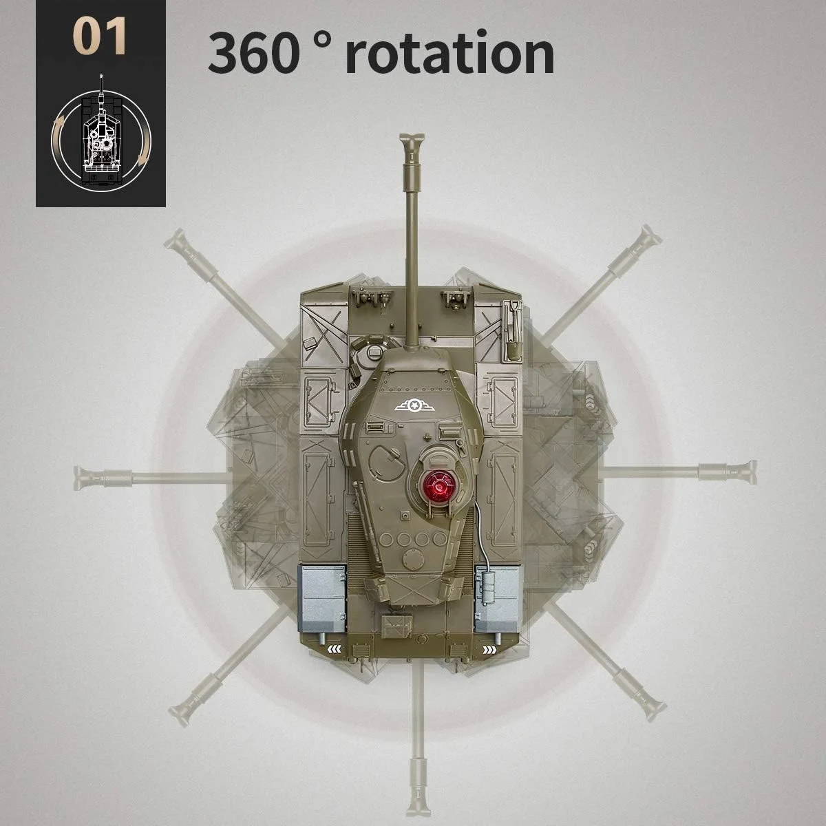 تانک کنترلی از راه دور با قابلیت پرتاب گلوله و حرکت در مسیرهای ناهموار - سبز