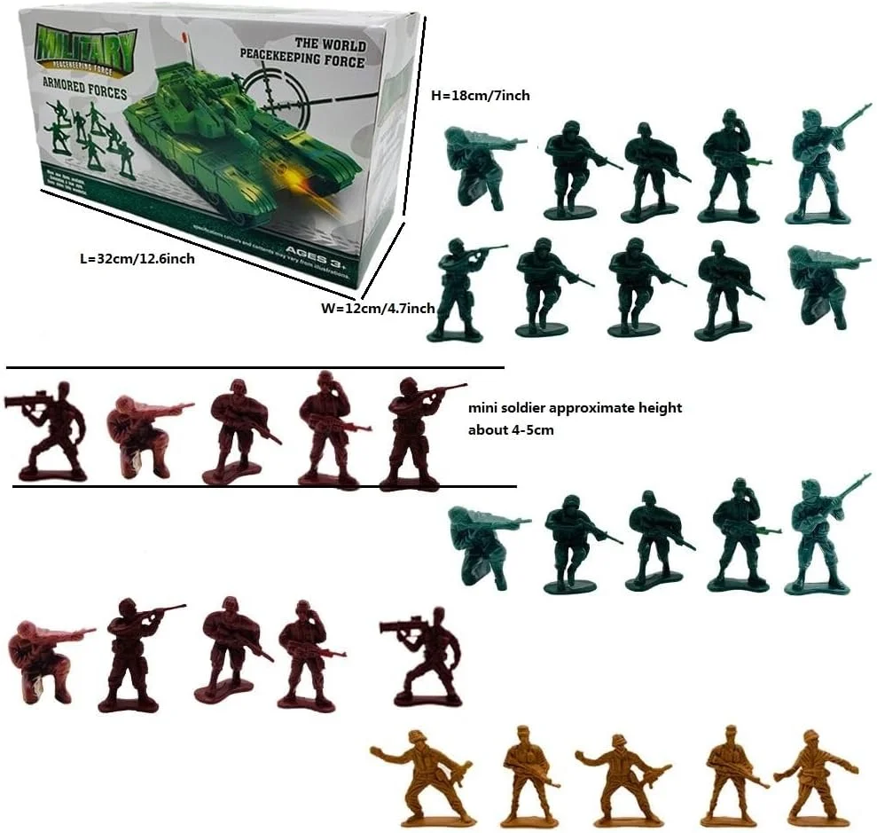 مجموعه تانک اسباب بازی نظامی، تانک اسباب بازی نظامی کودکان، تانک حمل و نقل نظامی با 30 قطعه - مجموعه جعبه هدیه نبرد سربازان نظامی برای پسران، تانک محرک اینرسی برای پسران کودک