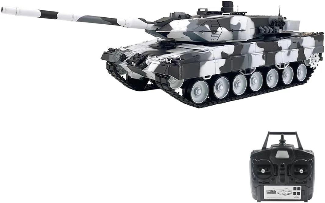 تانک کنترلی مدل آلمانی Leopard 2 A6، مقیاس 1/16، با نور و صدا، رنگ سفید برفی