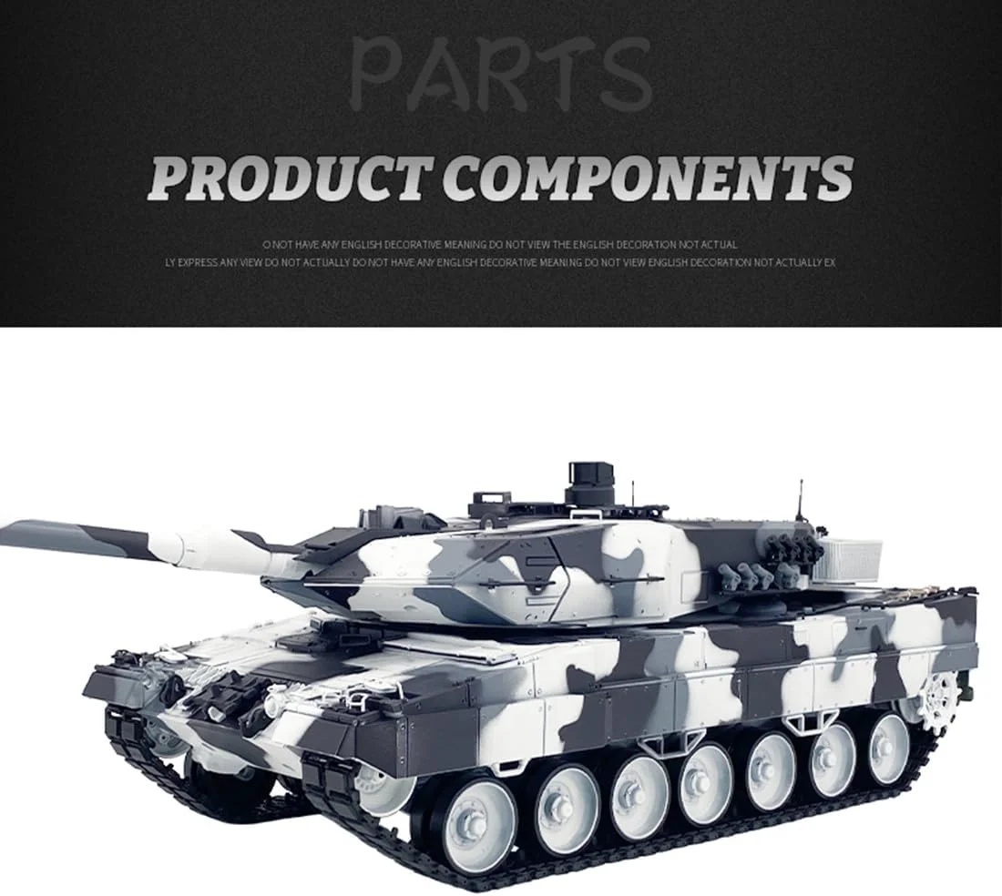 تانک کنترلی مدل آلمانی Leopard 2 A6، مقیاس 1/16، با نور و صدا، رنگ سفید برفی